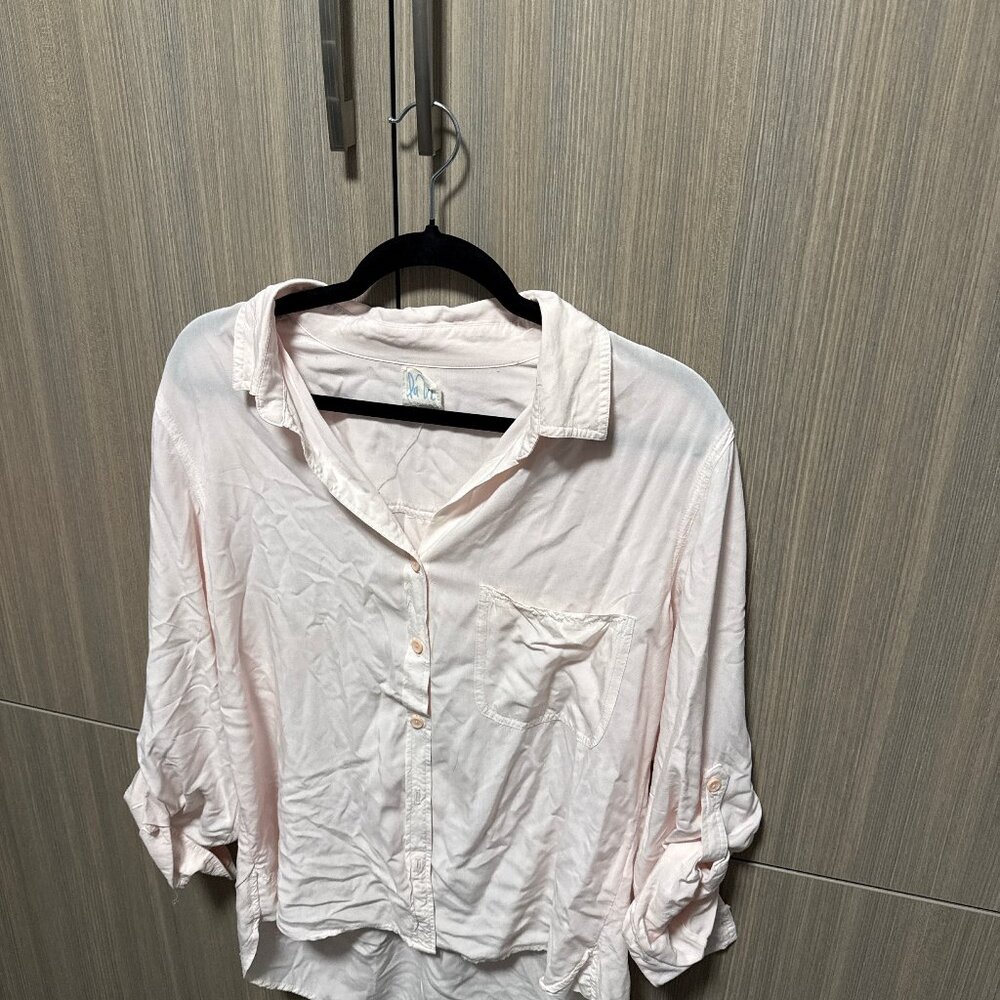 RaVi Blush Pink Button-Front Blouse – Size S